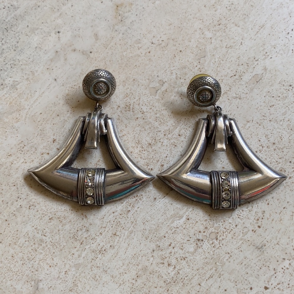 STUNNING VINTAGE PIERCED SILVER EARRINGS